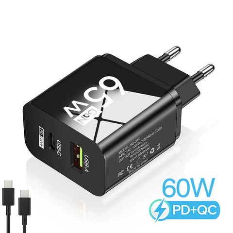 PD 65W Fast Charge Charger USB Type C GaN Phone Adapter For Oneplus iPhone 14 Pro Mix Xiaomi Huawei High Speed Charging Charger