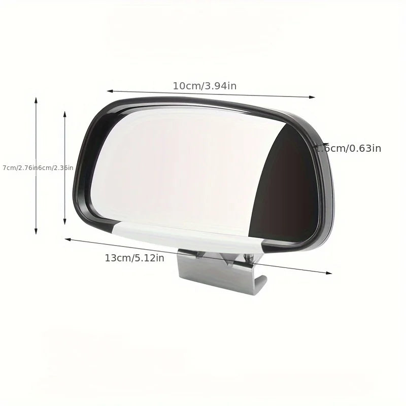 Universal Fit Front View Blind Spot Mirror with Convex Lens - 360° Adjustable