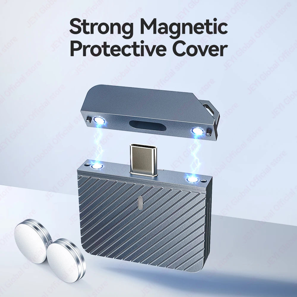 JEYI Portable External SSD 256GB/512GB/1TB - 10Gbps Type-C All-Metal Case with Magnetic Cover 4K Video Ready for Switch/Phone/PC