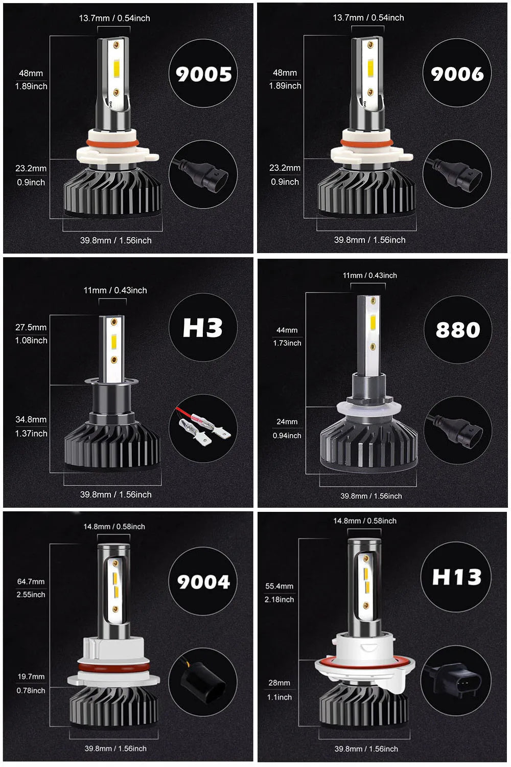 Infitary H4 H7 Fog Led Lights 20000LM CSP 1860 Chip H1 H11 HB3 HB4 9005 9006 6500K Auto Car Mini CANBUS Headlights Bulbs Kits