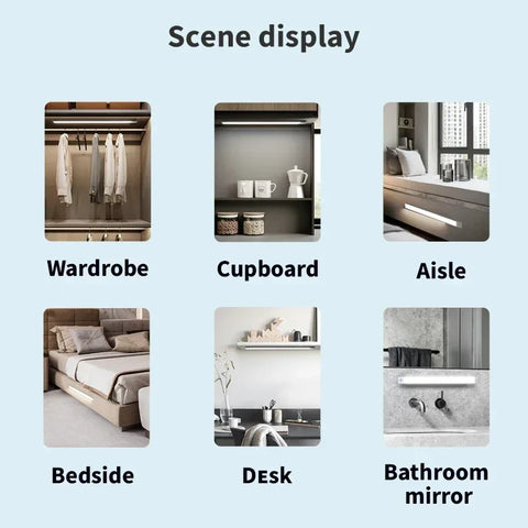 Motion Sensor Under Cabinet Light – USB Rechargeable, 3 Colors, 10–60cm