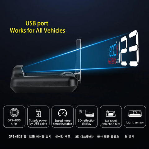 C500 OBD2 T900 GPS HUD Windshield Speedometer