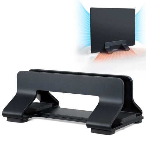 Vertical Laptop Stand Tool-Free Adjustable Aluminum Laptop Stand Holder Vertical Width From 0.35"-1.6" Support Almost All Laptop