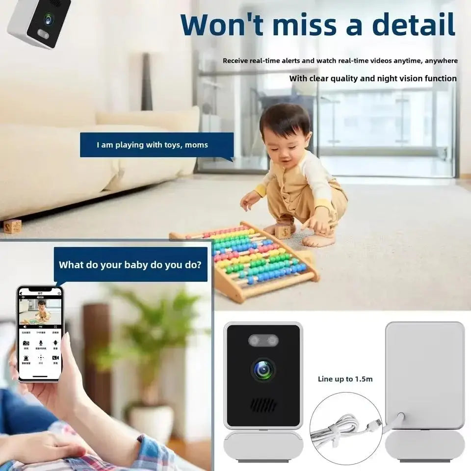 1080P HD WiFi Window Camera Glass Mount Security Camera Color Night Vision AI Motion Detection Two way Audio Cam