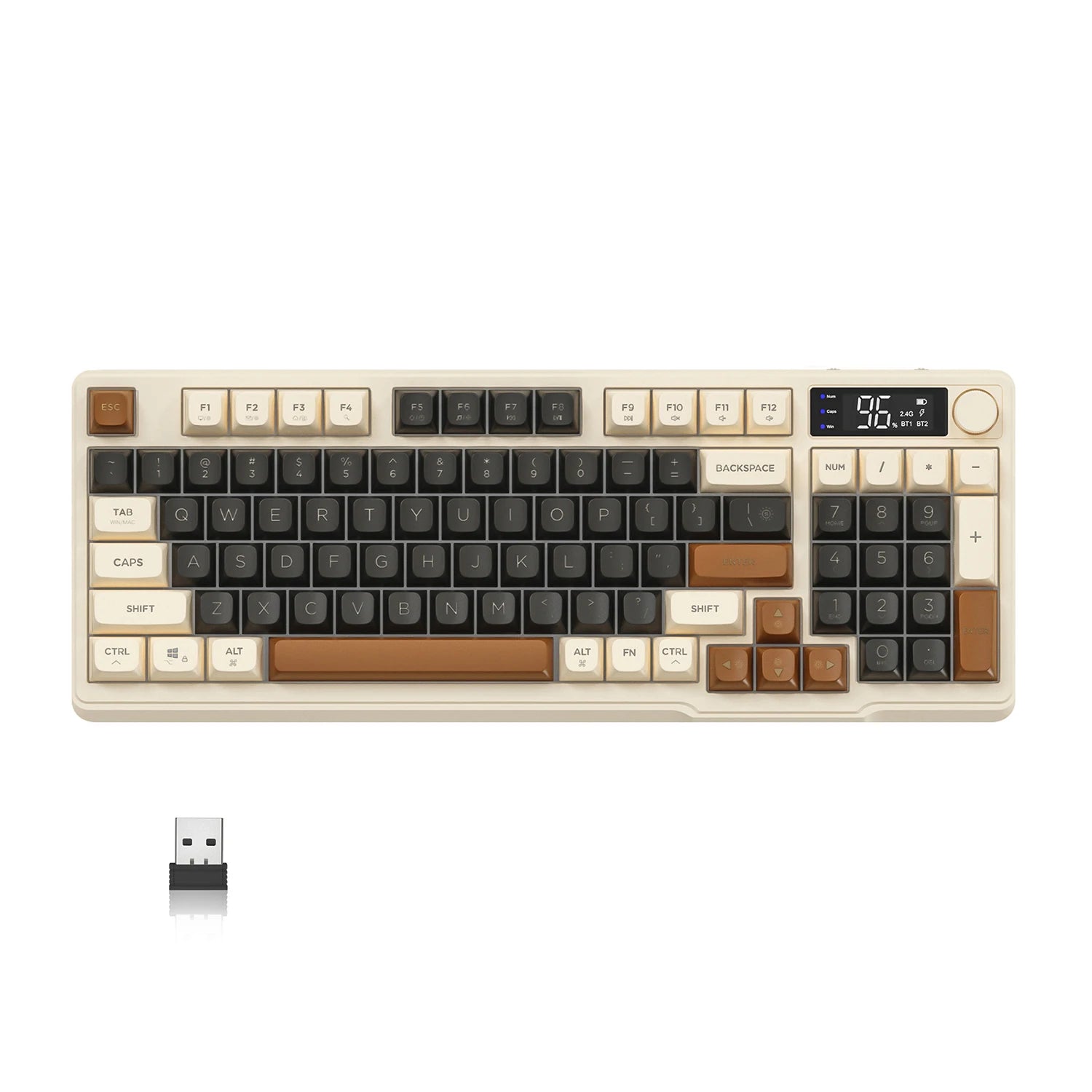 ZIYOU LANG Wireless Gaming Keyboard with Display Screen & Knob, Bluetooth/2.4GHz Quiet Membrane Keyboard, 3000mAh Rechargeable