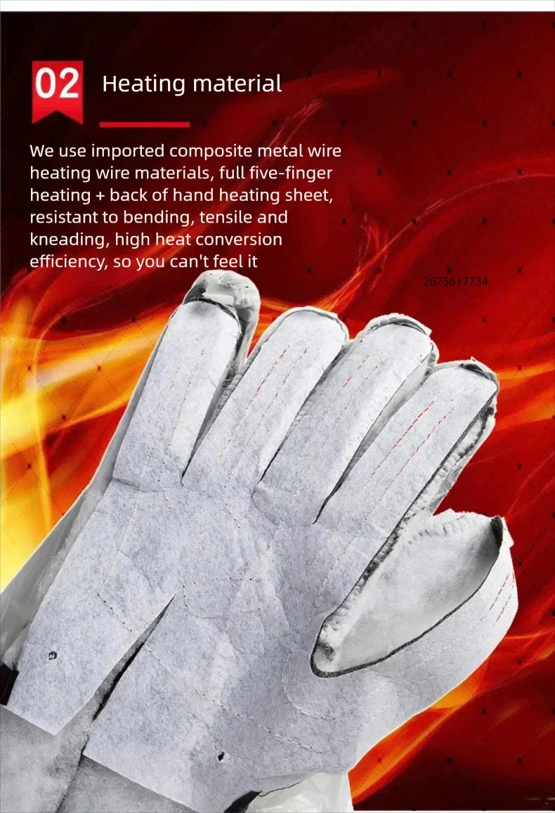 Skiing Heated Glove Rechargeable 5000Mah New Ski Electric Heated Gloves Winter Warm Moto Heated Gloves Warm Waterproof