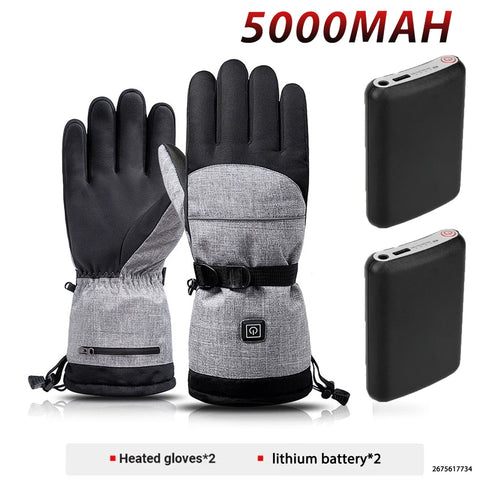 Skiing Heated Glove Rechargeable 5000Mah New Ski Electric Heated Gloves Winter Warm Moto Heated Gloves Warm Waterproof
