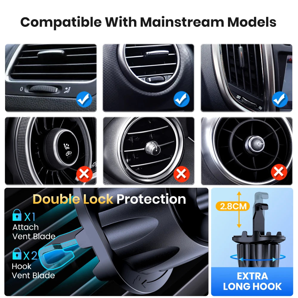 TOPK Magnetic Car Phone Mount in Car Phone Holder Air Vent Magnetic, 6 N52 Magnets Universal Mobile Phone Holders for iPhone 15