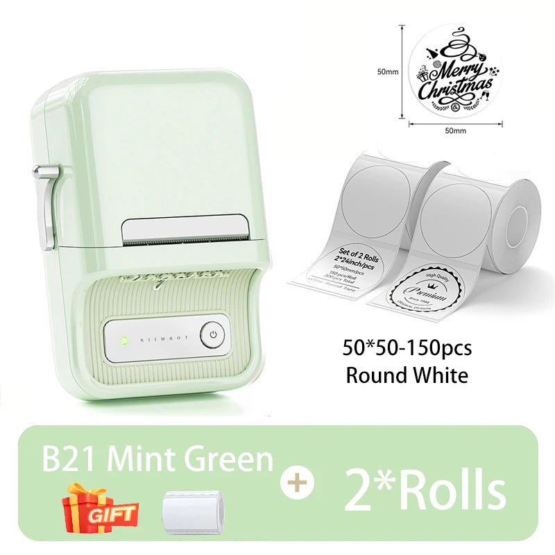 NiiMbot B21 Mini Thermal Printer Wireless Barcode Label Maker Bluetooth Portable Adhesive Label Printers for Office Commercial