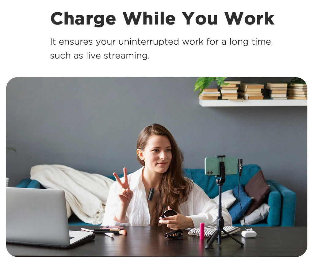 BOYA BOYALINK 2 Wireless Lavalier Microphone for iPhone Android DSLR Cameras Smartphone Gaming Youtube Video Recording Streaming