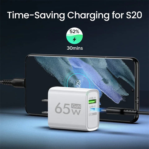 PD 65W Fast Charge Charger USB Type C GaN Phone Adapter For Oneplus iPhone 14 Pro Mix Xiaomi Huawei High Speed Charging Charger