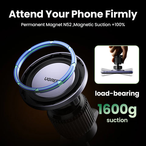 UGREEN Magnetic Car Phone Holder – Air Vent Mount for MagSafe iPhone & Samsung