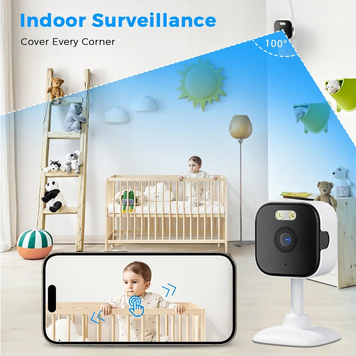 5MP HD Wifi Security Camera Mini Indoor Home Surveillance Camera Night Vision Two Ways Audio Human Detection O-KAM APP 5G IP CAM