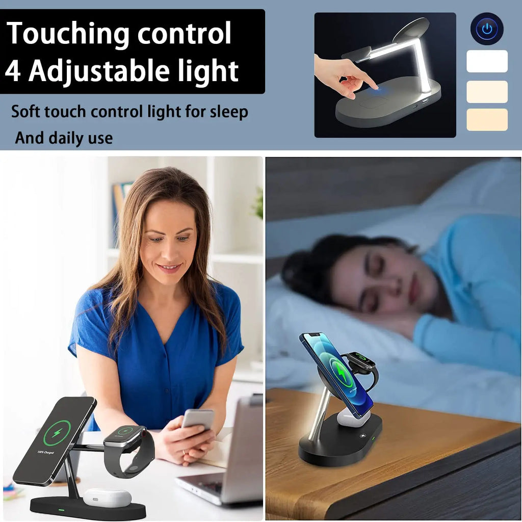 3 in 1 Wireless Charger Stand For iPhone 12/13/14/15/16/17 Fast Charging Station for Apple Watch 10 9 8 7 6 5 4 Airpods 2 3 Pro