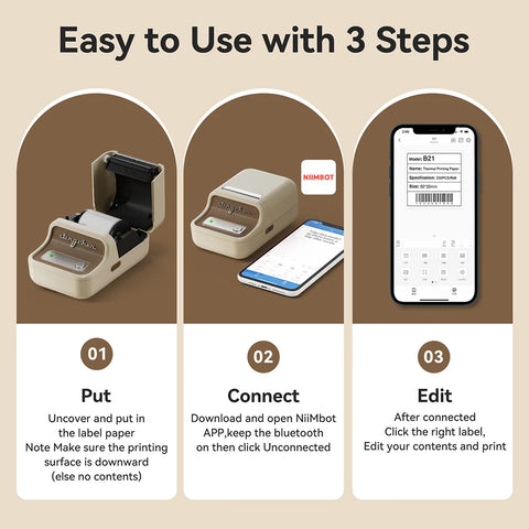 NiiMbot B21 Mini Thermal Printer Wireless Barcode Label Maker Bluetooth Portable Adhesive Label Printers for Office Commercial