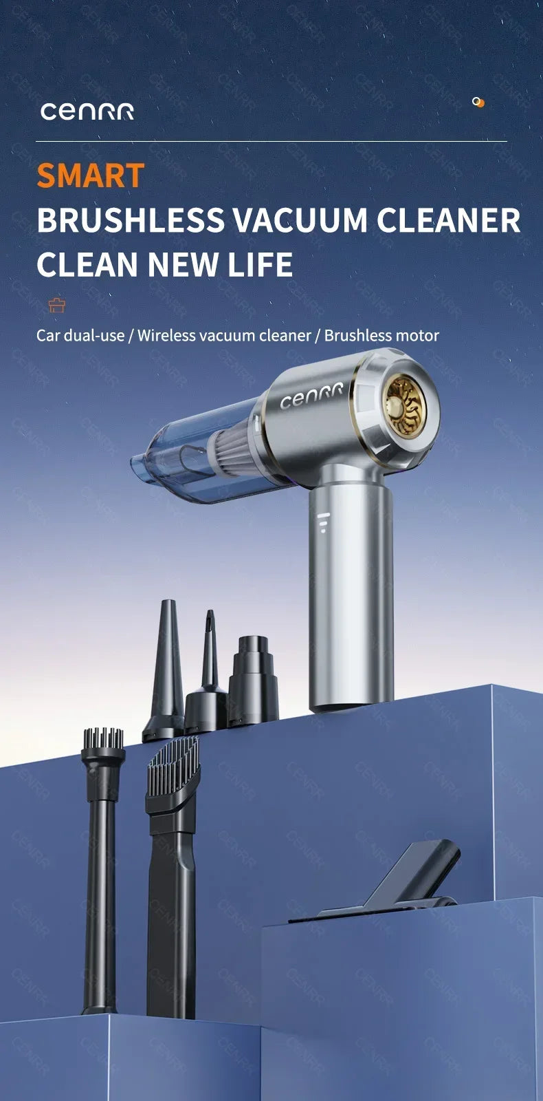 CENRR 9980000PA Car Vacuum Cleaner Strong Suction Cordless Wireless Cleaner Portable  HandHeld Vacuum Cleaner Cleaning Machine