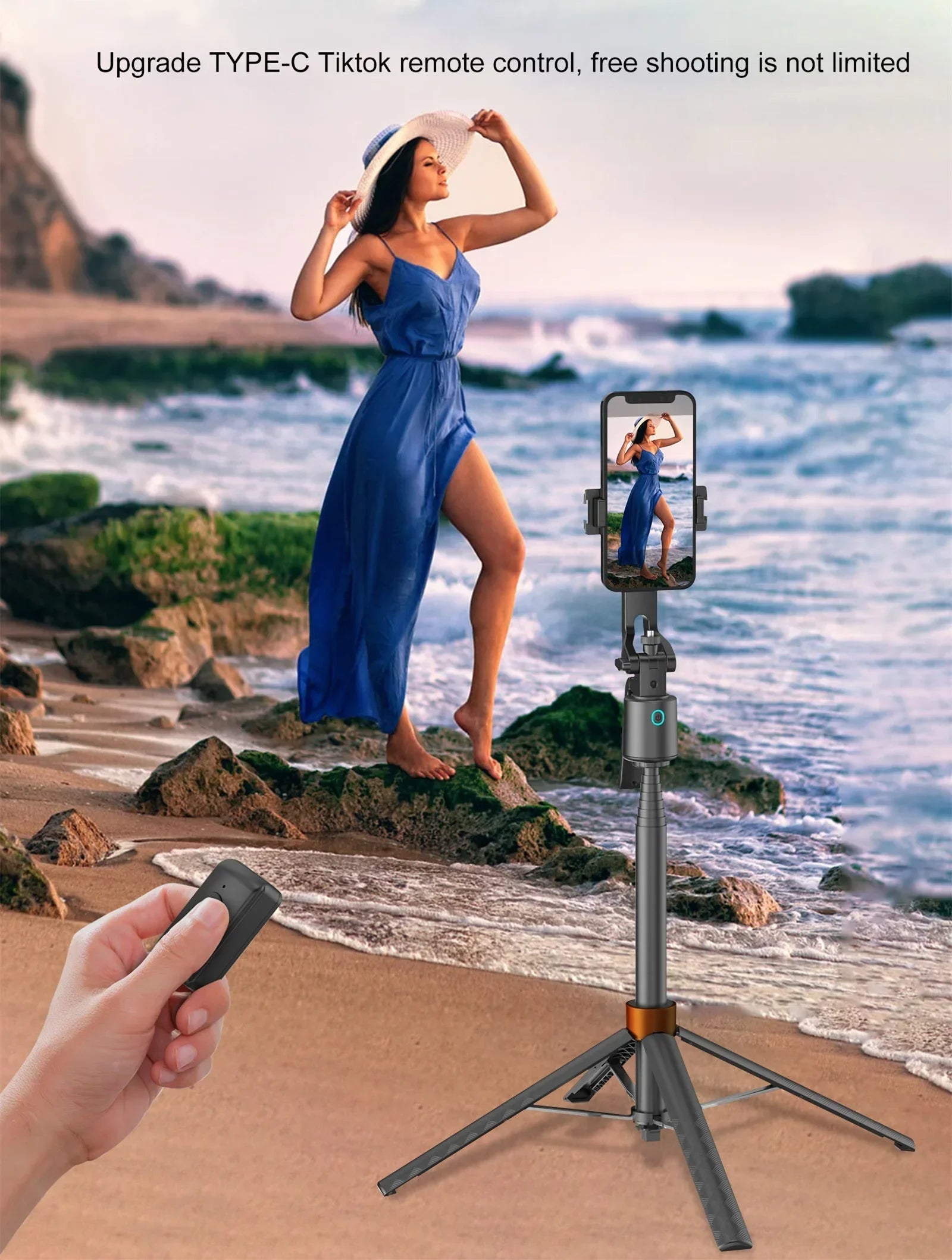 180cm70.9in Facial Tracking 360°Rotation Gimbals Stabilizer Selfie Stick Intelligent Phone Holder Tripod for Mobile Camera GoPro