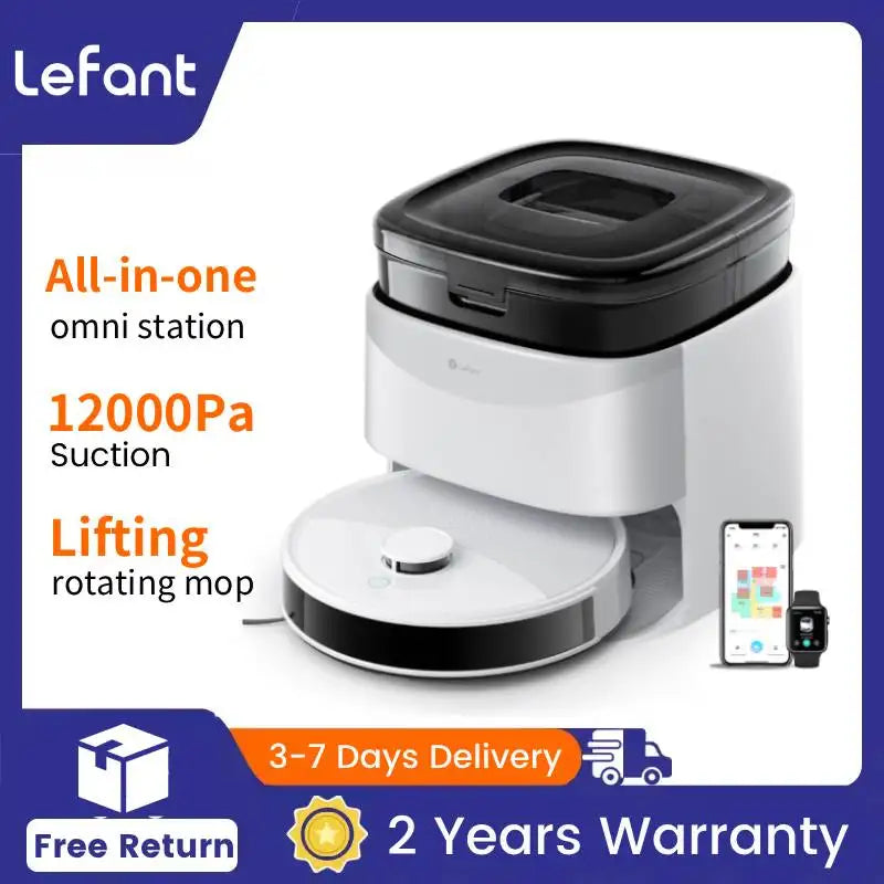 LEFANT M3 M3L Robot Vacuum Cleaner with Mapping, 12000Pa Suction, Emptying Station, Automatic Washing and Drying, DTOF Laser