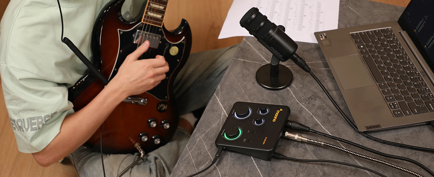 MAONO USB Audio Interface for PC,XLR Input 24-bit/192kHz Routing Software LOOPBACK ASIO for Recording Music,Guitar,DAW PS22 Lite