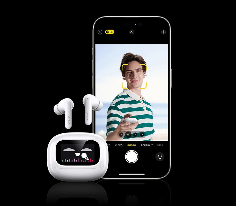 UGREEN LCD Full Color Smart Screen Wireless TWS Bluetooth Earphones Earbuds 52dB Active Noise Cancelling ANC In Ear Headphones