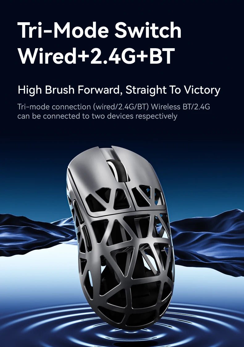Attack Shark R2 Gaming Wireless Mouse PAW3950 8K Magnesium Alloy Lightweight Gaming Mouse Bluetooth Tri-Mode for Gaming/Office