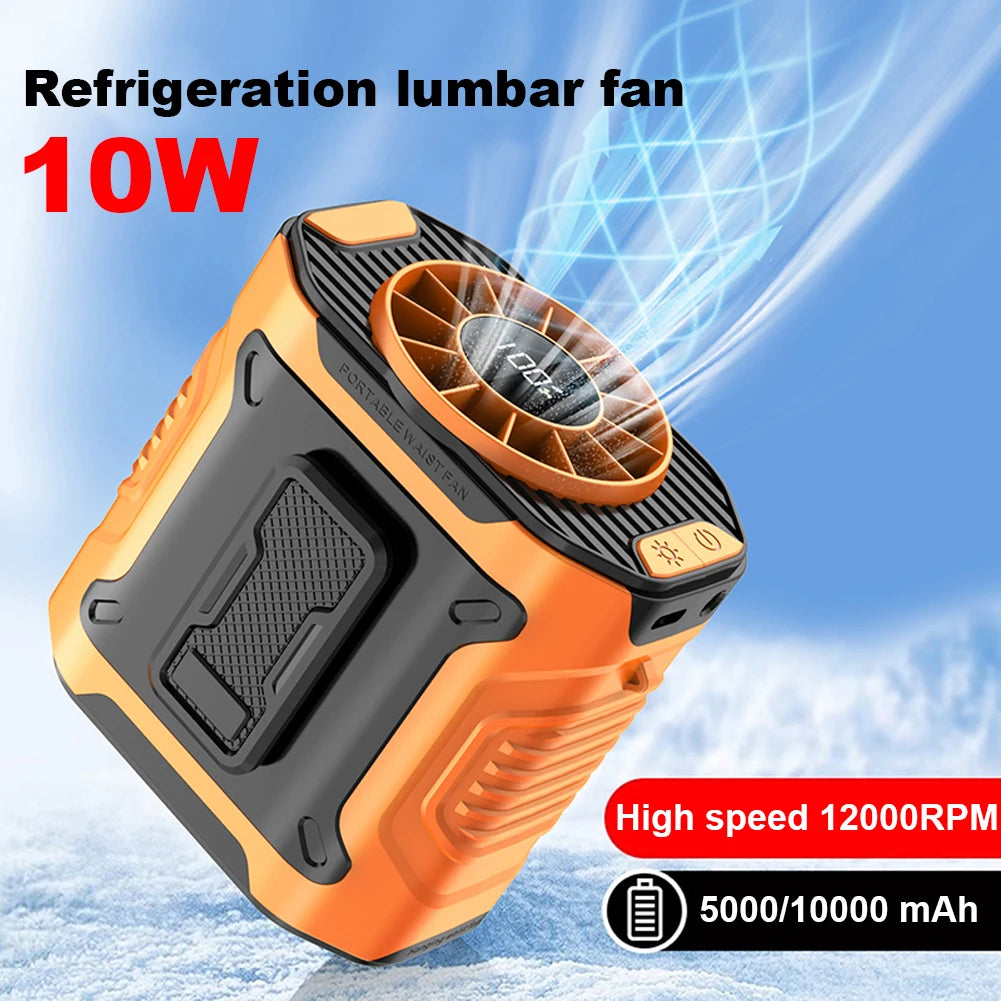 4000mAh Waist Clip Fan Rechargeable Personal Wearable Belt Clip Fan Portable Powerbank Flashlight Fan for Outdoor Camping Hiking