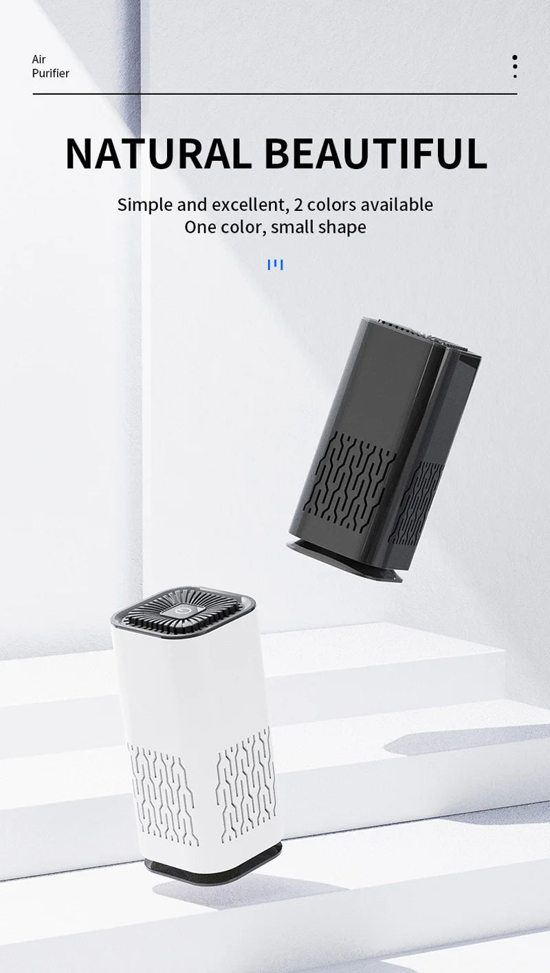 Car Air Purifier USB Rechargeable Negative Ion Odor Removal Formaldehyde Deodorant Air Freshener With Atmosphere Light For Car