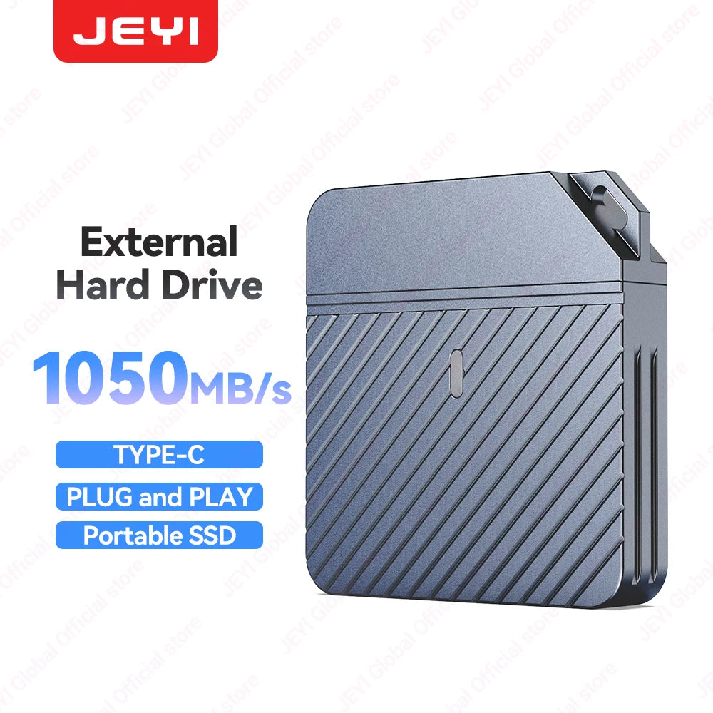 JEYI Portable External SSD 256GB/512GB/1TB - 10Gbps Type-C All-Metal Case with Magnetic Cover 4K Video Ready for Switch/Phone/PC