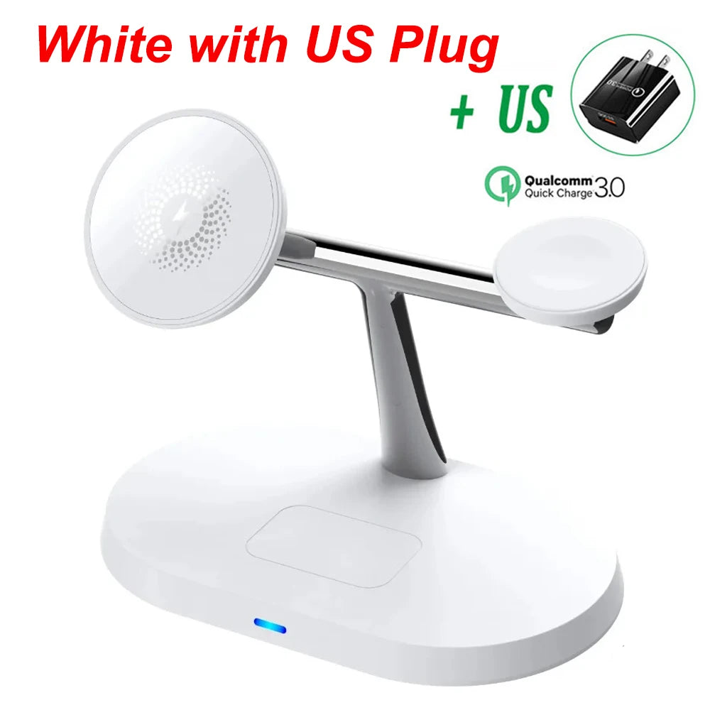 100W 3 in 1 Magnetic Wireless Charger Stand For Magsafe iPhone 16-12 Apple Watch 8 7 Airpods Pro Samsung Fast Charging Station