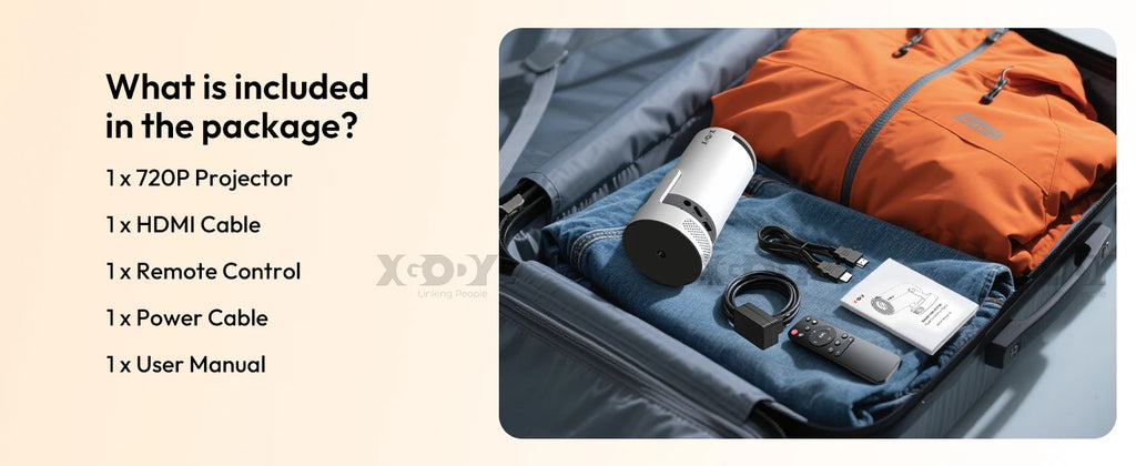 XGODY 4K 1080p LED Projector with 12000 Lumen Brightness, WiFi 6 Bluetooth 5.0 Portable Home Theater System for entertainment