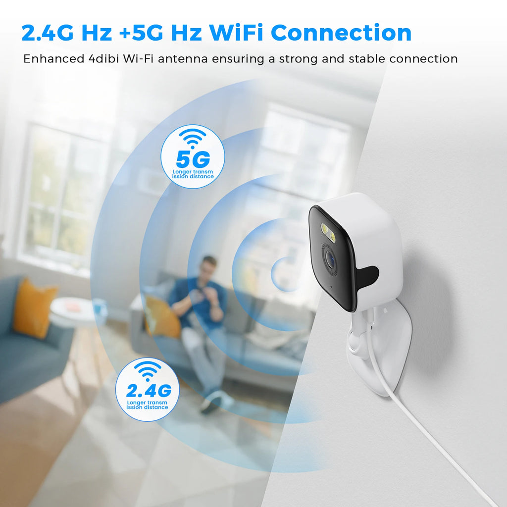 5MP HD Wifi Security Camera Mini Indoor Home Surveillance Camera Night Vision Two Ways Audio Human Detection O-KAM APP 5G IP CAM