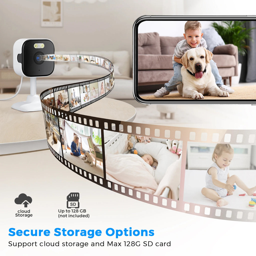 5MP HD Wifi Security Camera Mini Indoor Home Surveillance Camera Night Vision Two Ways Audio Human Detection O-KAM APP 5G IP CAM