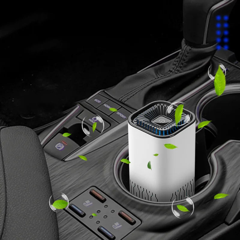 Car Air Purifier USB Rechargeable Negative Ion Odor Removal Formaldehyde Deodorant Air Freshener With Atmosphere Light For Car