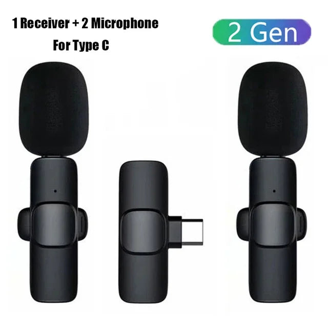 Wireless Microphones for Android Iphone Type C IOS Mini Microphone Lavalier Lapel Mic with Clip for Video Recording  Mini Mic