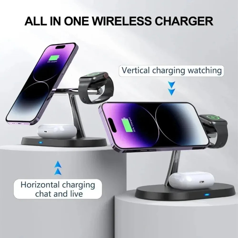 100W 3 in 1 Magnetic Wireless Charger Stand For Magsafe iPhone 16-12 Apple Watch 8 7 Airpods Pro Samsung Fast Charging Station