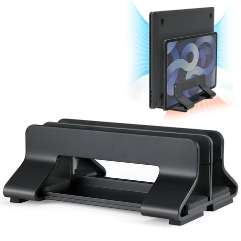 Vertical Laptop Stand Tool-Free Adjustable Aluminum Laptop Stand Holder Vertical Width From 0.35"-1.6" Support Almost All Laptop