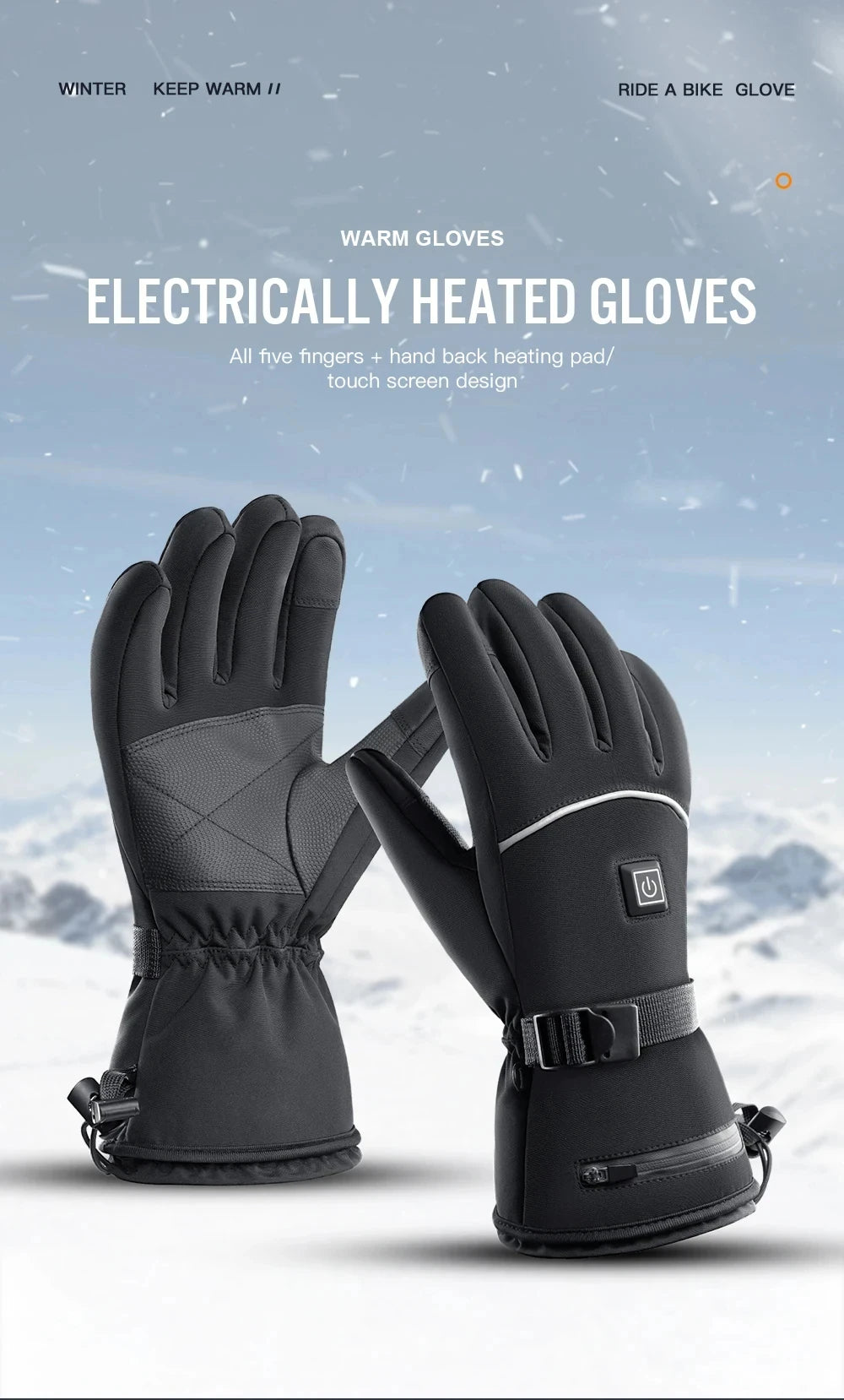 Skiing Heated Glove Rechargeable 5000Mah New Ski Electric Heated Gloves Winter Warm Moto Heated Gloves Warm Waterproof