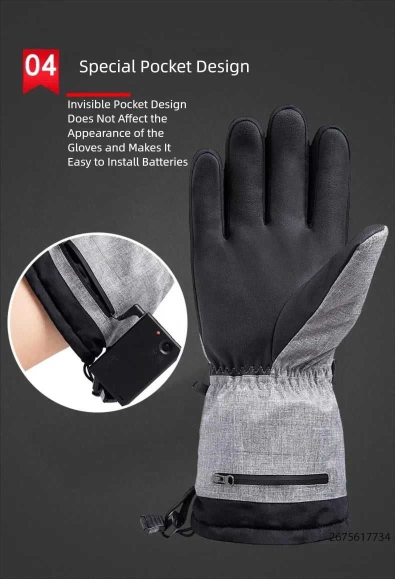 Skiing Heated Glove Rechargeable 5000Mah New Ski Electric Heated Gloves Winter Warm Moto Heated Gloves Warm Waterproof