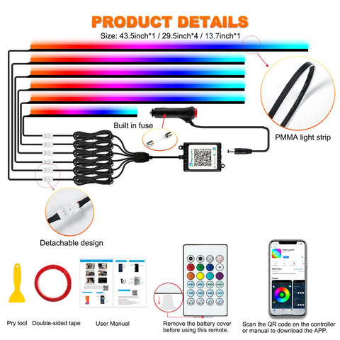 Universal Symphony Car RGB LED Ambient Lights USB