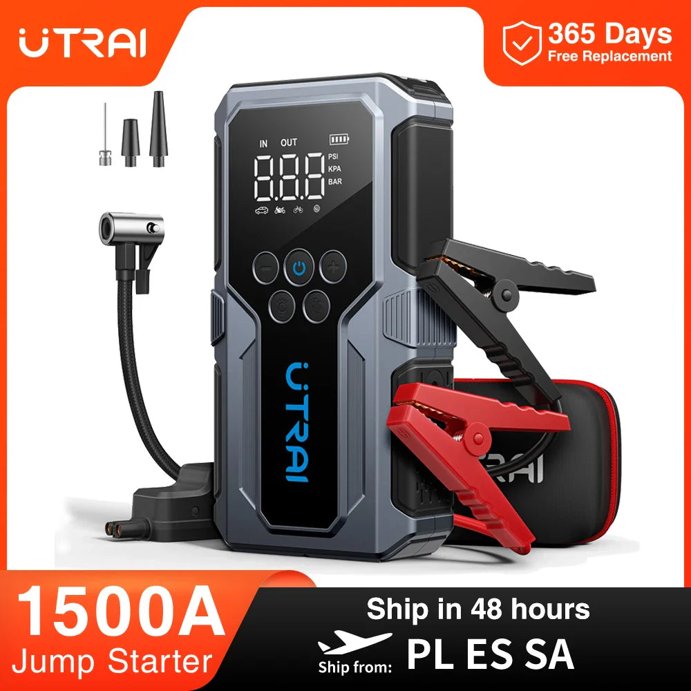 UTRAI 1500A Car Jump Starter with Air Compressor Front View