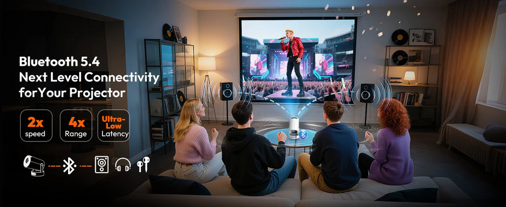 XGODY 4K 1080p LED Projector with 12000 Lumen Brightness, WiFi 6 Bluetooth 5.0 Portable Home Theater System for entertainment