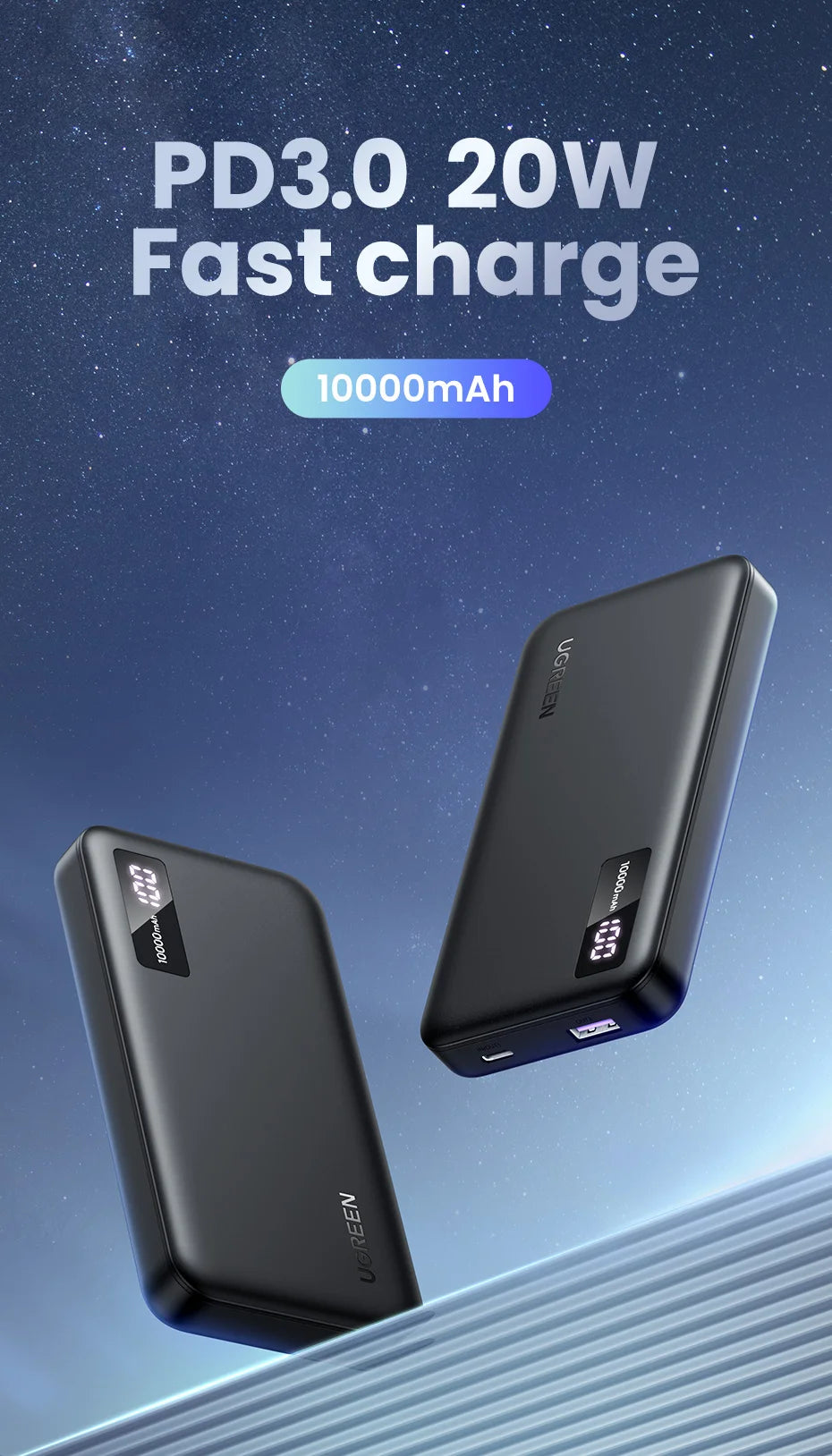 UGREEN 22.5W Power Bank Fast Charge 10000mAh Portable PowerBank for iPhone 15 Pro Max Xiaomi Huawei Phone External Battery PD20W