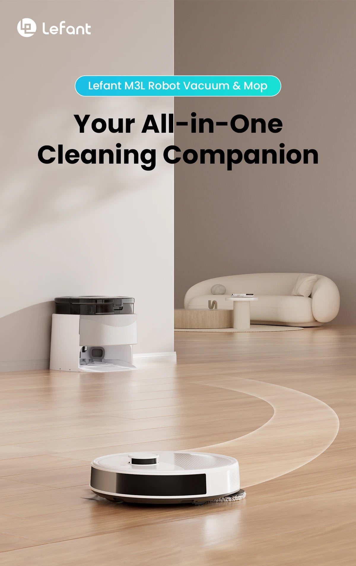 LEFANT M3 M3L Robot Vacuum Cleaner with Mapping, 12000Pa Suction, Emptying Station, Automatic Washing and Drying, DTOF Laser