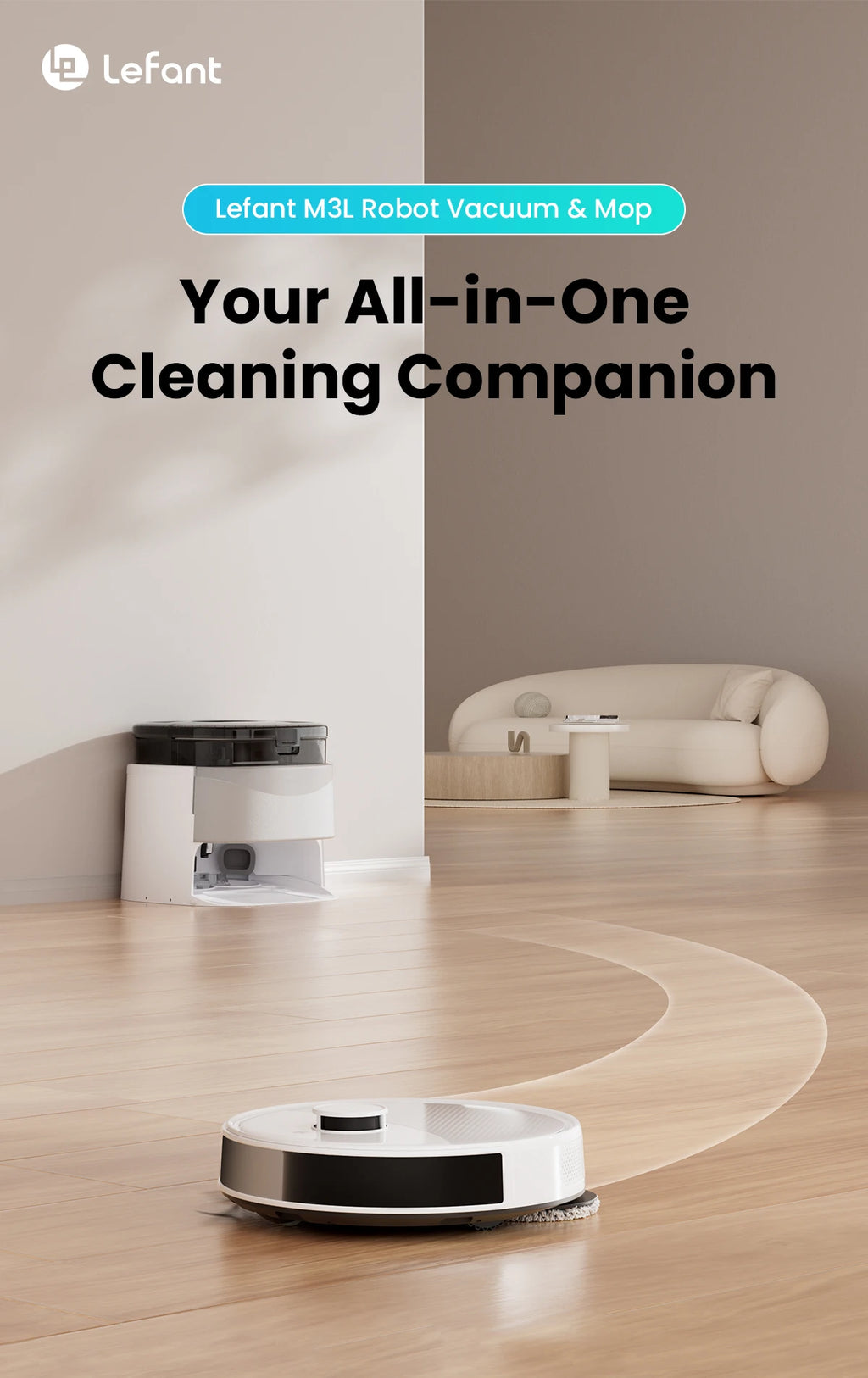 LEFANT M3L Robot Vacuum Cleaner, All-in-one Base Station,12000 Pa Suction 220 min Battery, DToF Navigation, Double Rotary Cloth