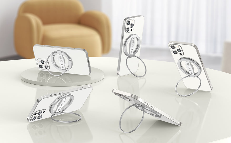 EWA Magnetic Phone Grip and Stand with Silicone Finger Strap for Magsafe Ring Holder Only for iPhone 13 12 Pro/Pro Max/Mini