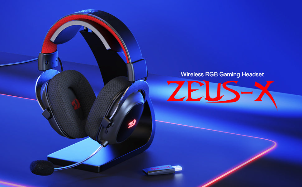 Redragon H510 PRO Zeus-X RGB Wireless Gaming Headset 7.1 Surround Sound 53MM Audio Drivers  Multi Platforms Headphone